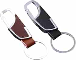 Key Chain, 2 PCS Metal Car Key Chain Clip Detachable Leather